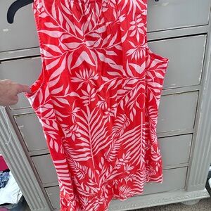 Crown & Ivy orange  and White palm Leaf Print peasant dress